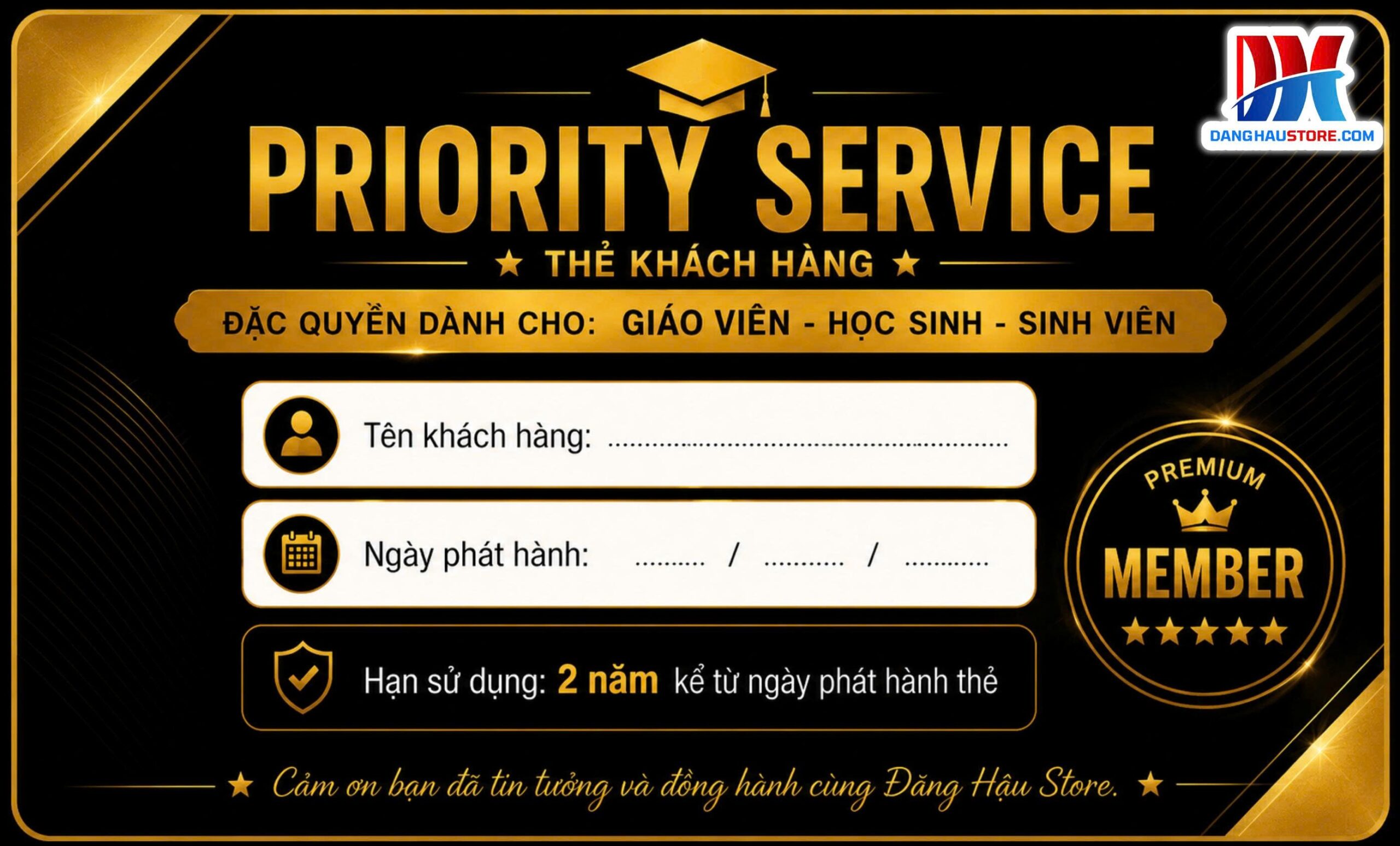 Thông tin trên thẻ của chương trình